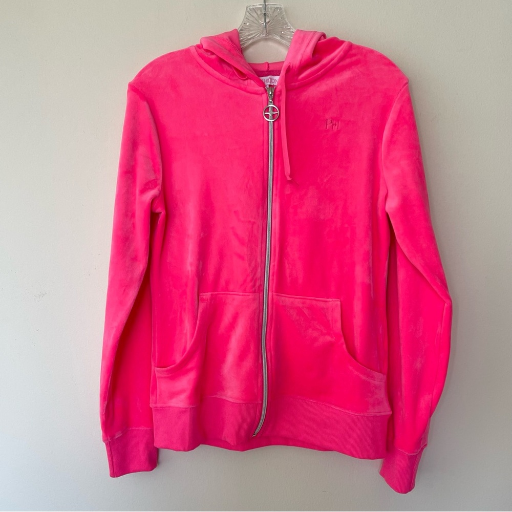 PARIS HILTON “that’s hot” rhinestone valour hot pink hoodie sweater - Picture 4 of 12